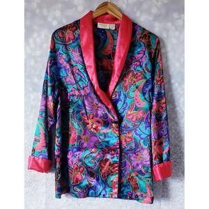 Victoria's Secret Vintage Gold Label Double Breasted Pajama Top Medium Pink